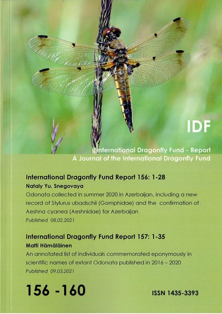 Journal of the International Dragonfly Fund. Sammelband (International Dragonfly Fund – Report 156 - 160)